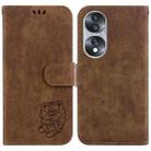 For Honor 70 Little Tiger Embossed Leather Phone Case(Brown) - 1