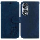 For Honor 70 Little Tiger Embossed Leather Phone Case(Dark Blue) - 1