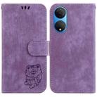 For Honor X7 Little Tiger Embossed Leather Phone Case(Purple) - 1