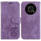 For Honor X9 Little Tiger Embossed Leather Phone Case(Purple) - 1