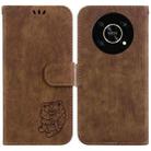 For Honor X9 Little Tiger Embossed Leather Phone Case(Brown) - 1