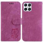 For Honor X8 Little Tiger Embossed Leather Phone Case(Rose Red) - 1