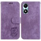 For Honor X5 Plus / Play 40C Little Tiger Embossed Leather Phone Case(Purple) - 1