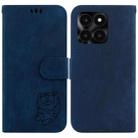 For Honor X6a Little Tiger Embossed Leather Phone Case(Dark Blue) - 1