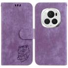 For Honor Magic6 Pro Little Tiger Embossed Leather Phone Case(Purple) - 1