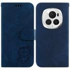 For Honor Magic6 Pro Little Tiger Embossed Leather Phone Case(Dark Blue) - 1