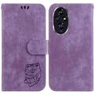 For Honor 200 Little Tiger Embossed Leather Phone Case(Purple) - 1