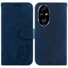 For Honor 200 Pro Little Tiger Embossed Leather Phone Case(Dark Blue) - 1