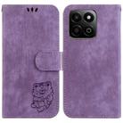 For Honor Play 60 Plus Little Tiger Embossed Leather Phone Case(Purple) - 1