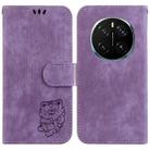 For Honor Magic7 Pro Little Tiger Embossed Leather Phone Case(Purple) - 1