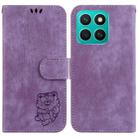 For Honor X8c 4G Little Tiger Embossed Leather Phone Case(Purple) - 1