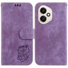 For Honor 400 Global 156.5mm Little Tiger Embossed Leather Phone Case(Purple) - 1