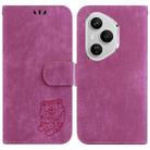 For Honor 400 Pro Global 160.8mm Little Tiger Embossed Leather Phone Case(Rose Red) - 1