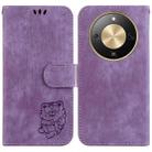For Honor X70 5G Little Tiger Embossed Leather Phone Case(Purple) - 1