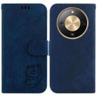 For Honor X70 5G Little Tiger Embossed Leather Phone Case(Dark Blue) - 1