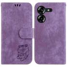 For Tecno Pova 5 Little Tiger Embossed Leather Phone Case(Purple) - 1