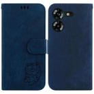 For Tecno Pova 5 Little Tiger Embossed Leather Phone Case(Dark Blue) - 1