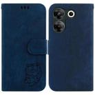 For Tecno Camon 20 Pro 5G Little Tiger Embossed Leather Phone Case(Dark Blue) - 1