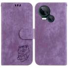 For Tecno Spark 10 5G Little Tiger Embossed Leather Phone Case(Purple) - 1