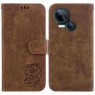 For Tecno Spark 10 5G Little Tiger Embossed Leather Phone Case(Brown) - 1