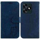For Tecno Spark 10 4G / 10C Little Tiger Embossed Leather Phone Case(Dark Blue) - 1