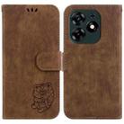 For Tecno Spark 10 Pro Little Tiger Embossed Leather Phone Case(Brown) - 1