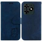 For Tecno Spark 10 Pro Little Tiger Embossed Leather Phone Case(Dark Blue) - 1