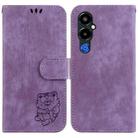 For Tecno Pova 4 Pro Little Tiger Embossed Leather Phone Case(Purple) - 1