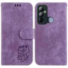 For Tecno Pop 6 Go Little Tiger Embossed Leather Phone Case(Purple) - 1