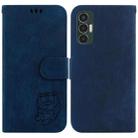 For Tecno Pova 3 / LE7 Little Tiger Embossed Leather Phone Case(Dark Blue) - 1