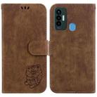 For Tecno Camon 18i Little Tiger Embossed Leather Phone Case(Brown) - 1