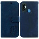 For Tecno Camon 18i Little Tiger Embossed Leather Phone Case(Dark Blue) - 1
