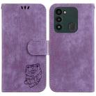 For Tecno Spark Go 2022 / 8C Little Tiger Embossed Leather Phone Case(Purple) - 1