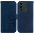 For Tecno Spark Go 2022 / 8C Little Tiger Embossed Leather Phone Case(Dark Blue) - 1