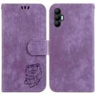 For Tecno Spark 8 Pro Little Tiger Embossed Leather Phone Case(Purple) - 1