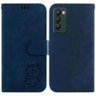 For Tecno Camon 18 / 18P Little Tiger Embossed Leather Phone Case(Dark Blue) - 1