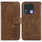 For Tecno Spark 8 / 8T Little Tiger Embossed Leather Phone Case(Brown) - 1