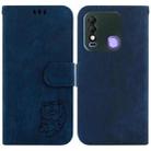 For Tecno Spark 8 / 8T Little Tiger Embossed Leather Phone Case(Dark Blue) - 1