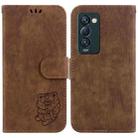 For Tecno Camon 18 Premier Little Tiger Embossed Leather Phone Case(Brown) - 1