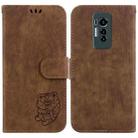 For Tecno Phantom X Little Tiger Embossed Leather Phone Case(Brown) - 1