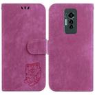 For Tecno Phantom X Little Tiger Embossed Leather Phone Case(Rose Red) - 1