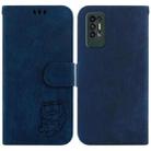 For Tecno Pova 2 Little Tiger Embossed Leather Phone Case(Dark Blue) - 1