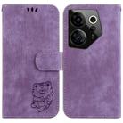 For Tecno Camon 20 Premier 5G Little Tiger Embossed Leather Phone Case(Purple) - 1