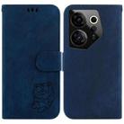 For Tecno Camon 20 Premier 5G Little Tiger Embossed Leather Phone Case(Dark Blue) - 1