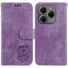 For Tecno Spark 20 Pro Little Tiger Embossed Leather Phone Case(Purple) - 1