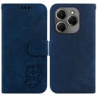 For Tecno Spark 20 Pro Little Tiger Embossed Leather Phone Case(Dark Blue) - 1