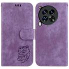 For Tecno Camon 30 Premier 5G Little Tiger Embossed Leather Phone Case(Purple) - 1