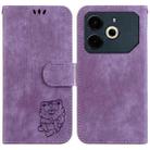 For Tecno Pova 6 Neo Little Tiger Embossed Leather Phone Case(Purple) - 1