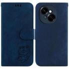 For Tecno Spark Go 1 / Pop 9 Pro Little Tiger Embossed Leather Phone Case(Dark Blue) - 1