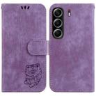 For Tecno Camon 40 Little Tiger Embossed Leather Phone Case(Purple) - 1